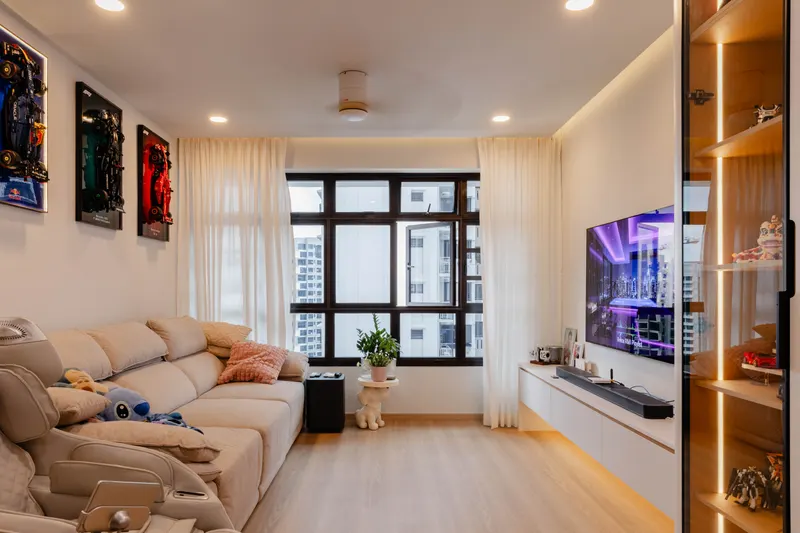 Living room sofa and TV wall